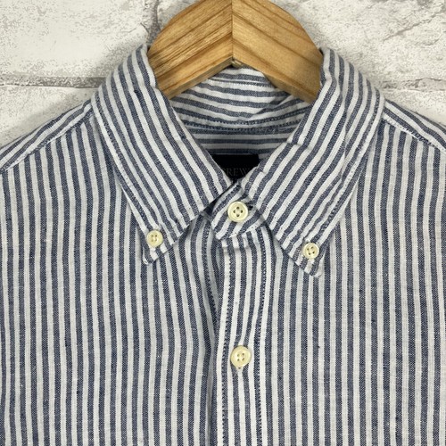J.CREW FACTORY NWT Men's Classic Linen-Blend Blue Stripe Shirt SMALL BN323 - Picture 3 of 7