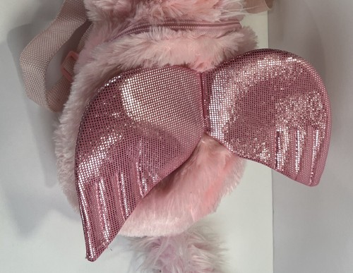 "Bolso mochila de felpa rosa unicornio pegaso alas brillantes y cuerno 18""" - Imagen 3 de 13