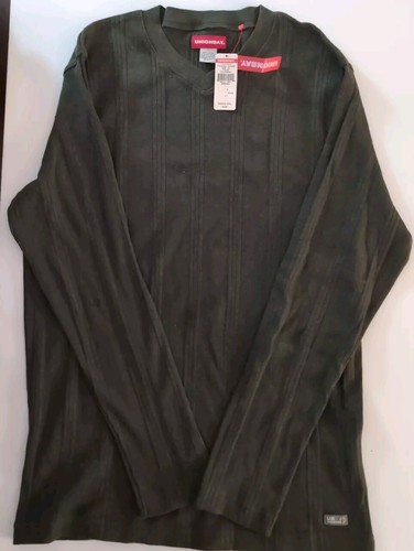 Maglione Union Bay uomo XL righe verticali scollo alto V pino erica manica lunga - Foto 1 di 6