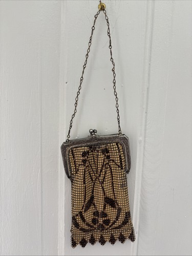 Art Deco Whiting Davis Mesh Emaille Handtasche Abendtasche 20er Jahre Vintage - Bild 2 von 18