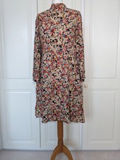 Zara Basic Womens Beige Floral Ditsy Mini Dress Side Zip Pockets Size L