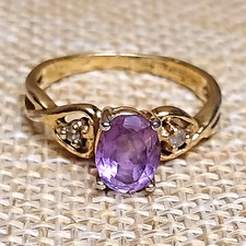 10K Yellow Gold Plated Oval Purple Amethyst R...