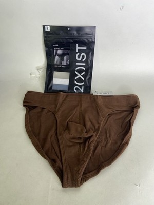 2xist Luxe Modal Rib Low Rise Brief Underwear Mocha Brown Mens Size S
