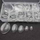60 Pcs Mixed Size Clear Flatback Oval Glass Dome Cabochons Tile With Box