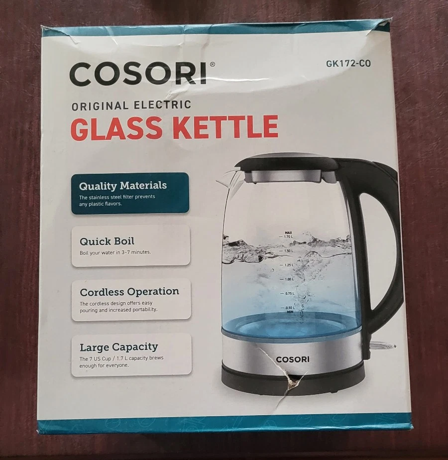 COSORI Original Electric Glass Kettle 7 Cup 1.7L Black GK172-CO