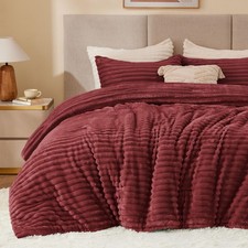 BEDELITE Fleece Twin Comforter Set -Super Soft Warm Fluffy Twin, Burgundy