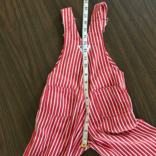 Vintage Oshkosh Overalls Size 3T Red Pinstripe Sweats Blue Cuffs USA 100% Cotton - Picture 10 of 14