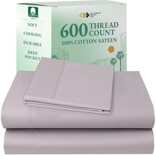 California Design Den Twin Sheet Set - 100 Cotton, 600TC Deep Pocket, Lavender