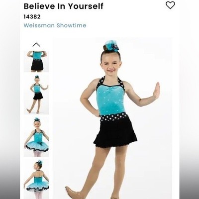 Weissman Dotted Combo Dance Class Dance Costume Set NEW Blue Size XL Child 16/18