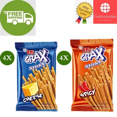 8er Pack X ETi Crax Cheese & Spicy Flavor Biscuit Sticks (45 Gramm) KOSTENLOS...