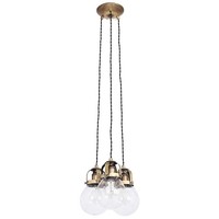 Pendelleuchte Ø25Cm In Messing 3X E27 Vintage HäNgelampe Glas Beleuchtung KüChe