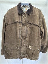Vintage Carhartt Canvas Blanket Lined Barn Jacket USA Men s Size X-Large Brown