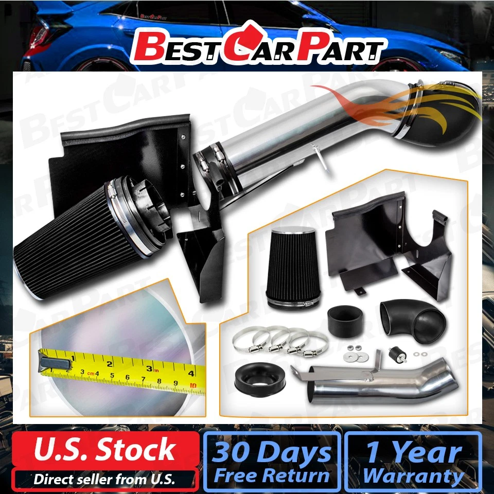 BCP BLACK 99-07 Silverado 1500 1500HD V8 Cold Air Intake Kit + Heat Shield - Image 2 of 4