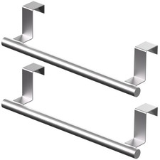 2Pack Stainless Steel Over The Door Towel Holder No Drill Hanger Bar for Kitchen