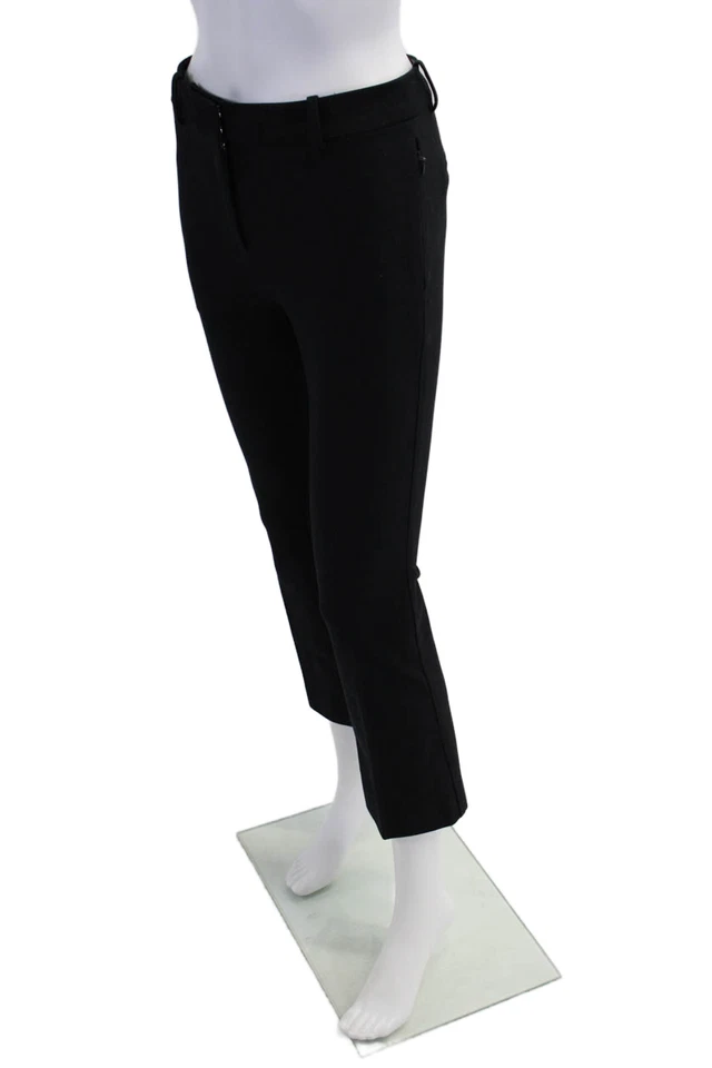 10 Pantalones de vestir Crosby Derek Lam para mujer tiro alto arrugados negros talla 0 Foto 2 de 4