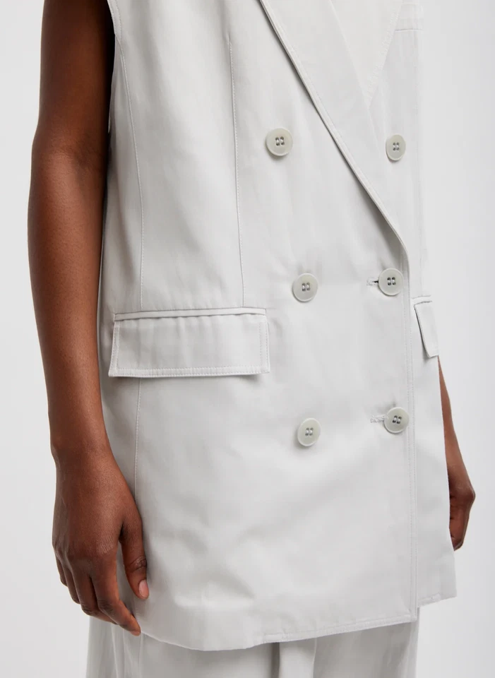 Chaleco TIBI Drapey Trating Gran Tamaño Doble Pecho Talla L wmn Nuevo con Etiquetas $595 Color-Piedra Foto 3 de 4