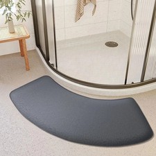 Bath Absorbent Mat Curved Door Toilet Shower Non Slip Thickened Foot Rug Grey