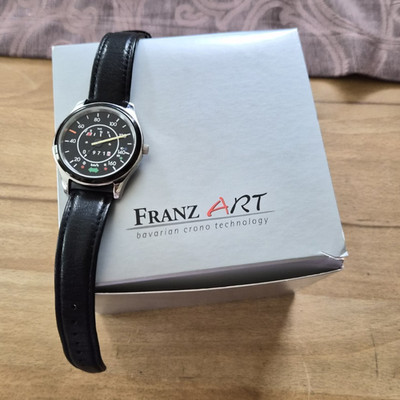 Bavarian Crono Technology Käfer 1971 FA-60 Quarz Uhr Lederband schwarz Box 1302