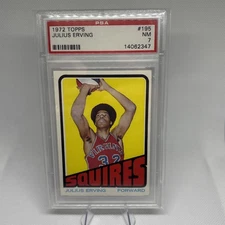1972 Topps Julius Erving Rookie RC #195 PSA 7 NM Dr J HOF Squires 🏀