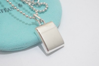 Tiffany & Co. Silver 1837 Makers Square Bar Pendant Ball Necklace