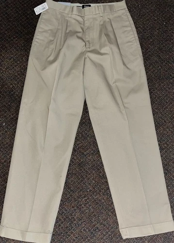 GH BASS & CO SUPREME DOUBLE PLISSÉ CHINO 32x32 neuf avec étiquette (B47)