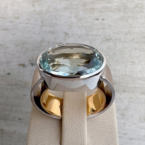 Weißgold Ring mit Aquamarin Stein 10,5 ct. 18k 750 Weißgold 18,4 mm Ring Damen - Bild 3 von 6