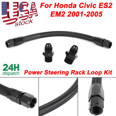 For 2001-2005 Honda Civic Power Steering Rack Loop Kit 6AN Loop Hose + Fittings