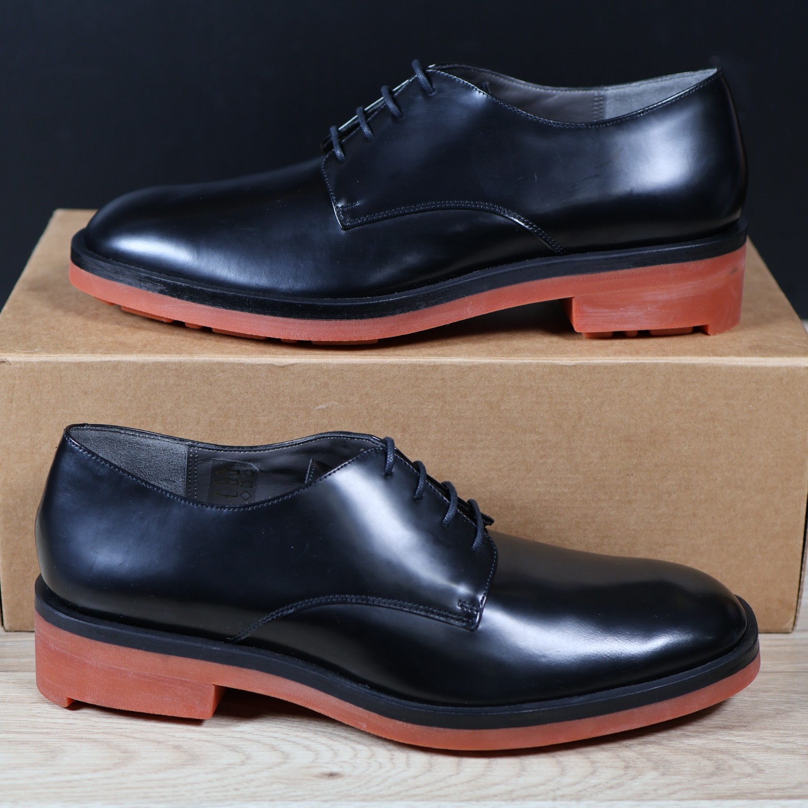 SAOLA Scarpe Robert Clergerie uomo taglia 7 5 nere pelle derby smaltata made in France