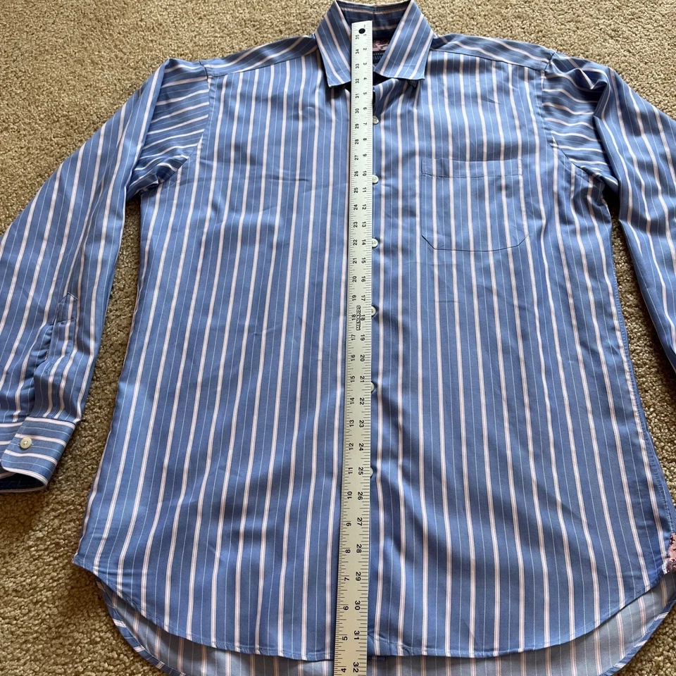 Camisa Monterey Robert Talbott Para Hombres Talla M Abotonada Azul Manga Larga Diseñador Foto 3 de 4