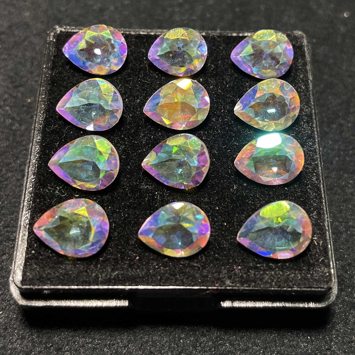 Natural Mercury Mystic Topaz Pear Cut Loose Gemstone Lot 34 Pcs 7