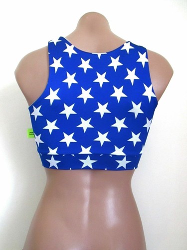 Schminke 💙 blue white Stars crop top dance clothing festival Wonder Woman - Picture 2 of 4