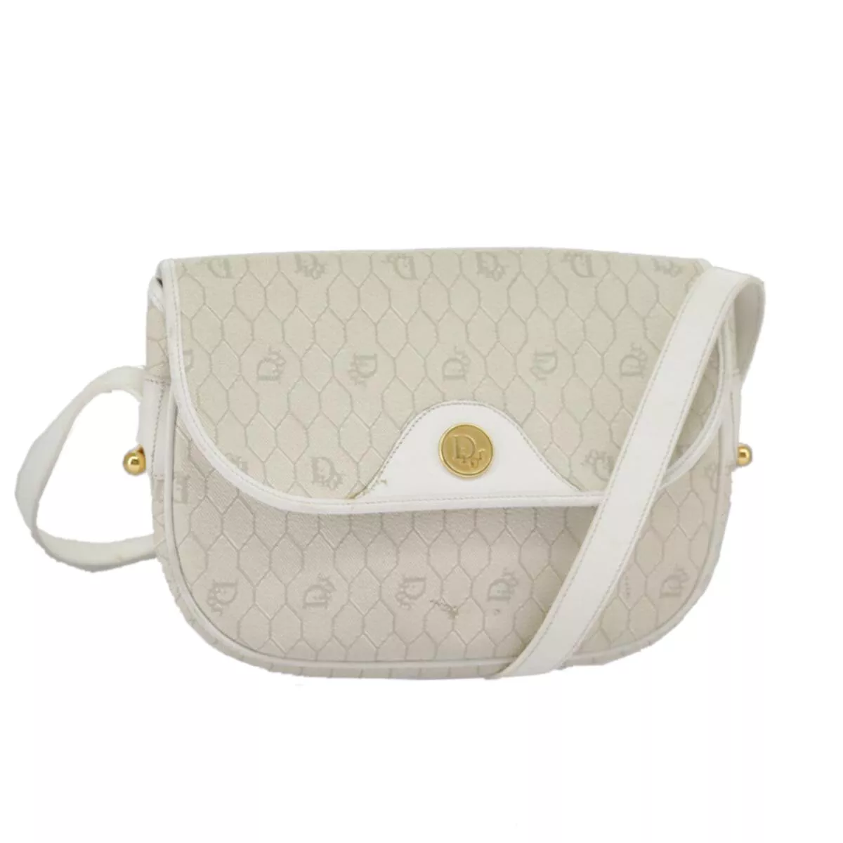 Sac à bandoulière Dior en toile beige nid d'abeille authentique