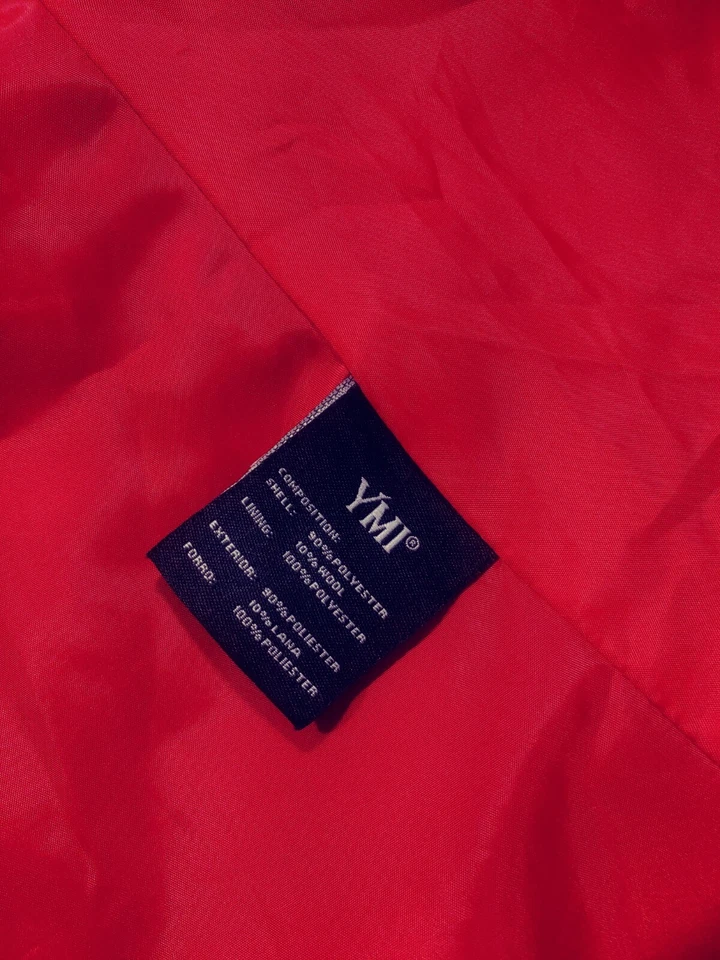 YMI США Peacoat женщин средний красный шерсти подпоясанный с капюшоном куртки на пуговицах - Изображение 4 из 4