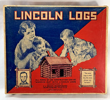 Vintage Lincoln Logs Double Set 122pcs With Design Book  Nice Original Box