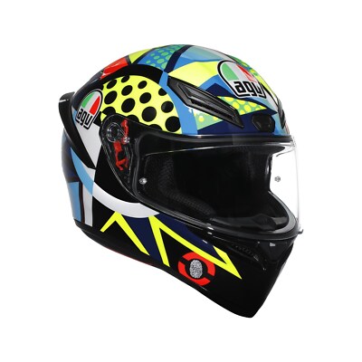 AGV K1 S Rossi Winter Test 2020 Motorradhelm (Blau/Neongelb/Rot/Grün) Gr: M (57)