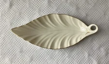 Vintage Lenox Porcelain Leaf-shaped Tray, USA, 10 1/4” x 4 1/2”