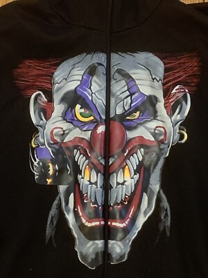 ジャケット・アウター WEIRDO CLOWN - CRAZY JACKET RARE Hi Ya Roy Evil Clown Black Zip Up hoodie Mask Jacket size xl