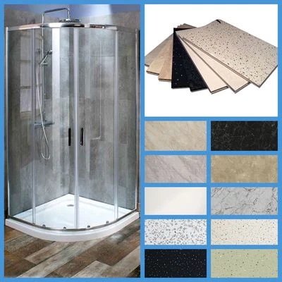 Quadrant Shower Enclosure Corner Cubicle Glass Door Stone Tray Waste Wall Panels