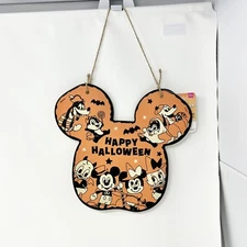 Disney Happy Halloween Wooden Sign Mickey Minnie Donald DAISO JAPAN