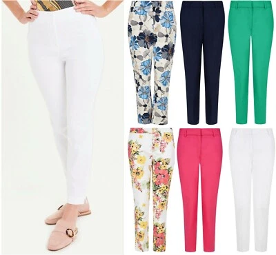 Ladies Womens Ankle Grazer 3/4 Trousers Cotton Chino's Light Summer Easy 7/8 NEW