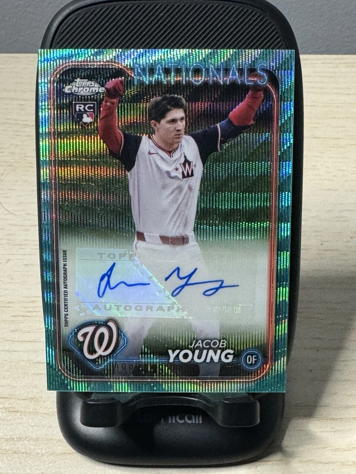 2024 Topps Chrome Update Jacob Young Auto Aqua Wave /199 Nationals