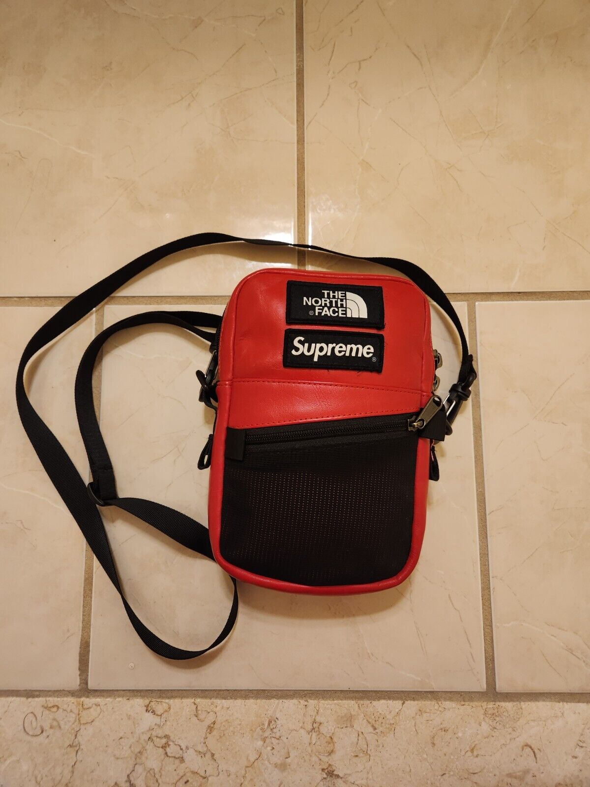 Supreme the North Face leather shoulder bag