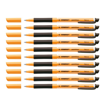 10x STABILO  Gelschreiber Gelstift Tintenschreiber pointVisco  0,5mm schwarz
