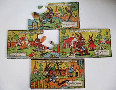 Puzzles anciens en bois : proverbe - devinette - Photo 1/4