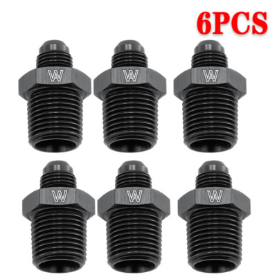 6PCS -6AN Flare to 1/2 NPT Adapter AN Fitting Black US