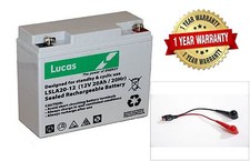 Lucas 12V 20AH VRLA AGM 18 Holes Golf Trolley Battery + Torberry Lead Connector