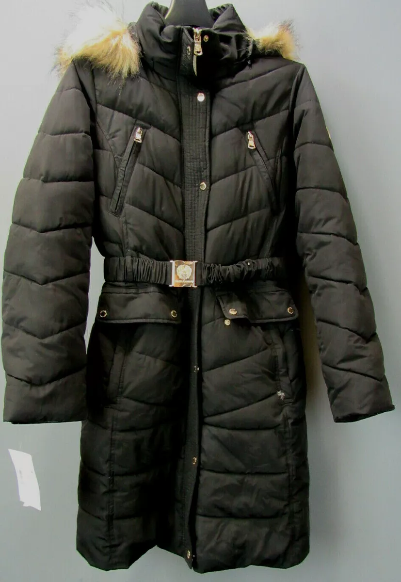 Vince camuto puffer coat outlet with faux fur hood