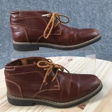 Deer Stags Boots Youth 2 Zeus Chukka Brown Leather Lace Up Almond Toe Ankle Top