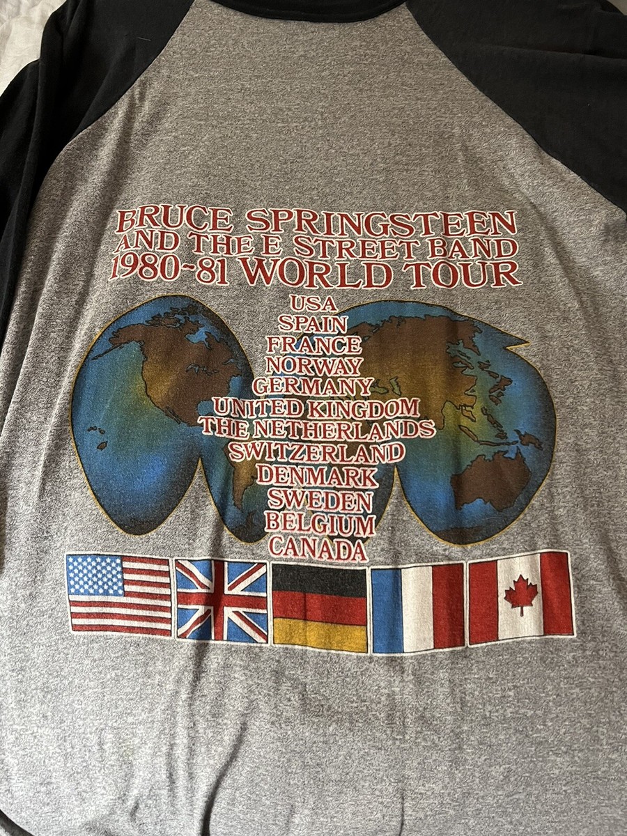 Vintage Bruce Springsteen World Tour 3/4 Sleeve Print T-Shirt