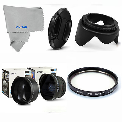WIDE ANGLE+TELEPHOTO+MACRO +UV FILTER + HOOD CAP FOR  Canon  REBEL T3 T3I T4i